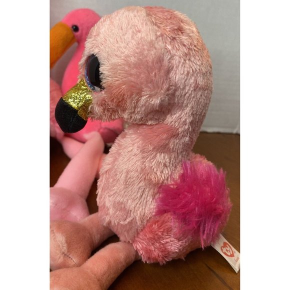 Ty Flamingo Plush 4 Beanie Buddies Babies Boos & Mini Collector's Lot Pinky - Picture 5 of 10